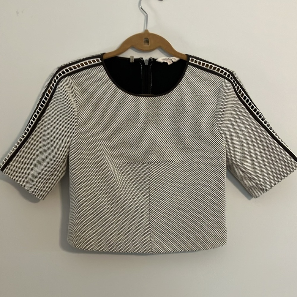 Cute Rebecca Taylor Cropped Black and White dotted Top
